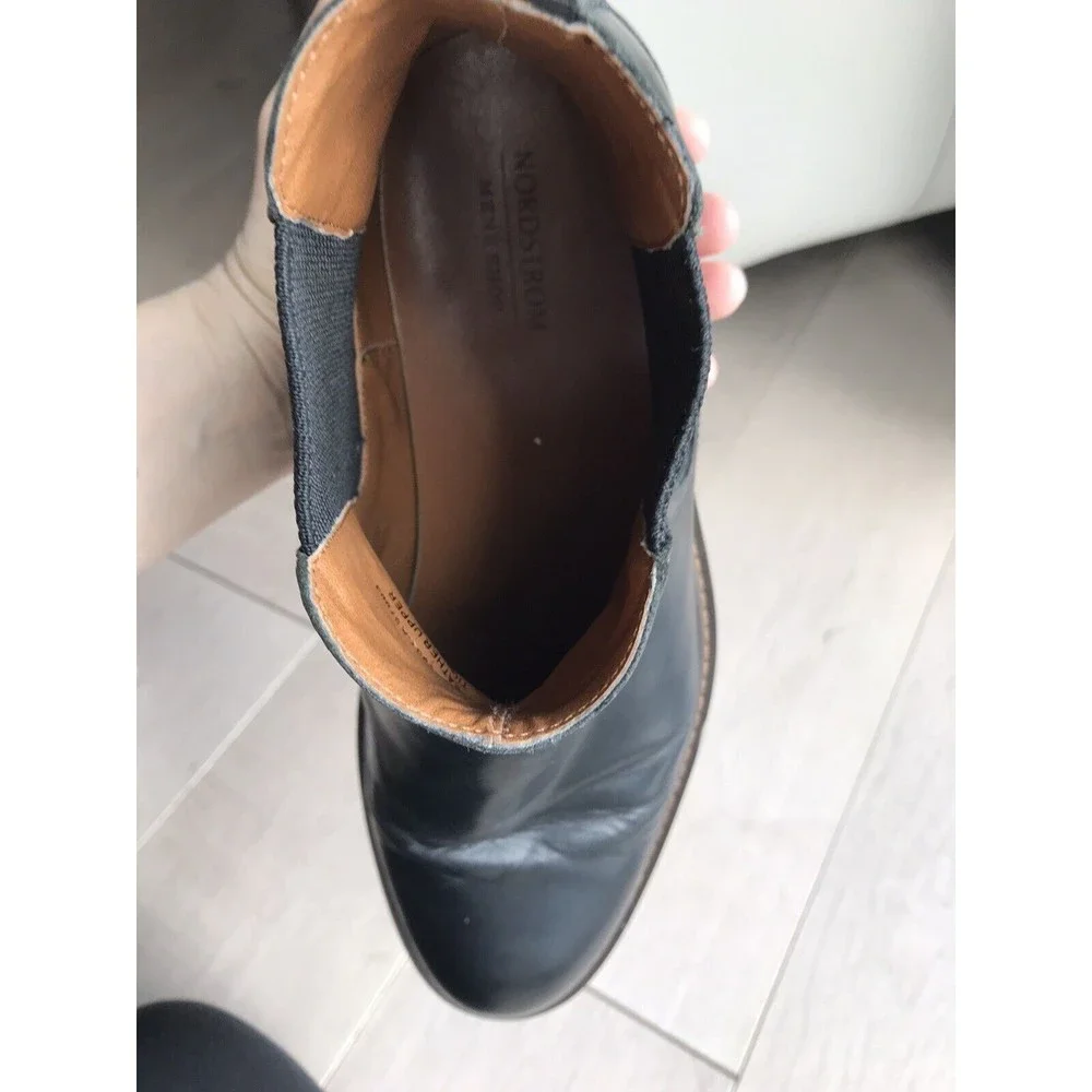 Nordstrom men black double gore boots 12 M leather